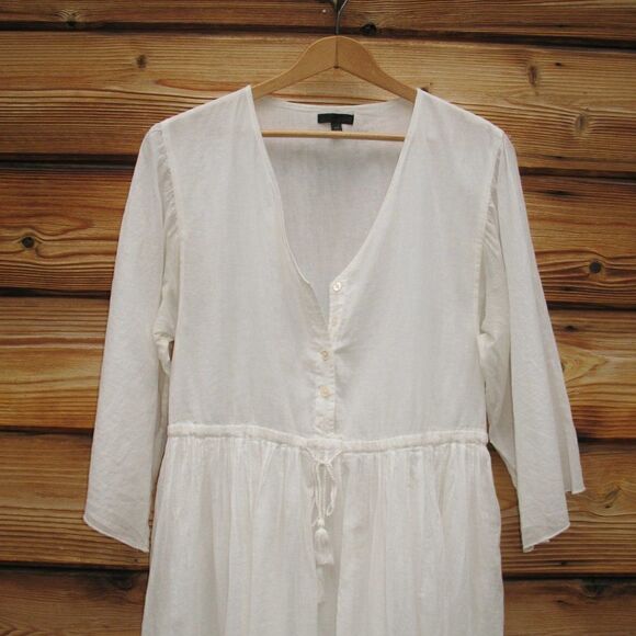 ATM ANTHONY THOMAS MELILLO Off White Crinkle Cotton Dress - Picture 5 of 9